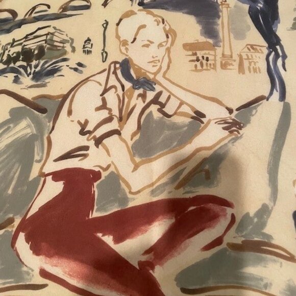 RALPH LAUREN Silk Scarf Woman in PARIS print with original  box – 36 inch - Picture 5 of 12